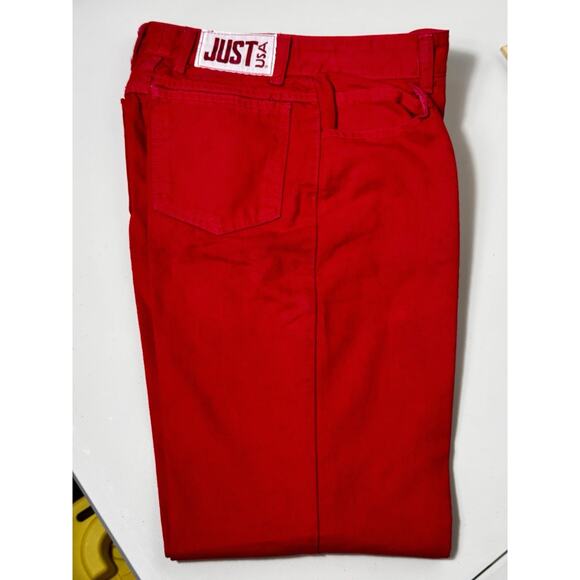 Rare 90 JUST USA Red High Waist Straight Leg Jeans Sz 9 ~ 27” Waist Made in USA - Picture 10 of 12